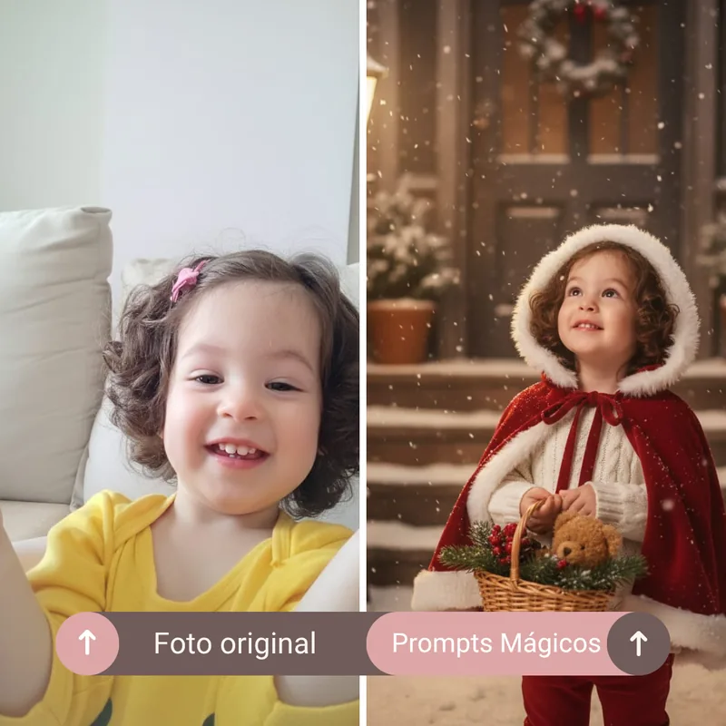 Foto original do celular e o retrato criado com o prompt, lado a lado