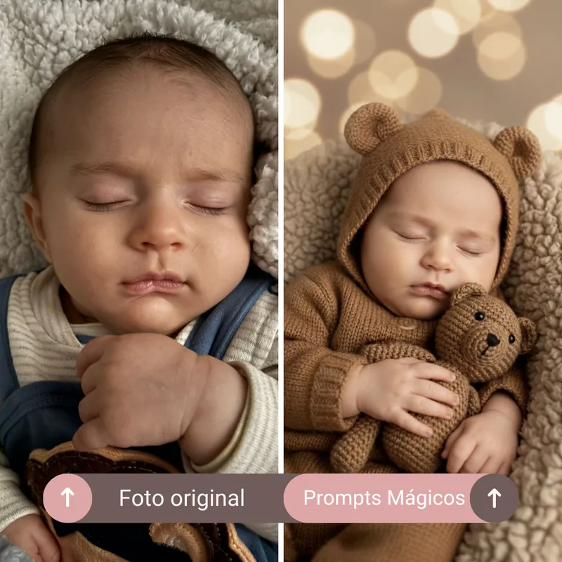 Foto original do celular e o retrato criado com o prompt, lado a lado